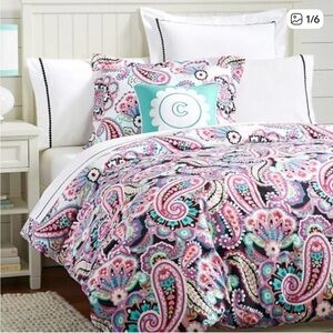 NWT Pottery Barn Teen Lola Paisley Pillow Sham - Pink and Blue Qty 1